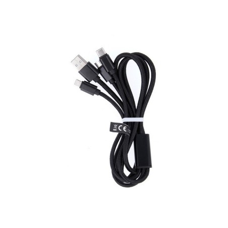 Maxlife kabel 3w1 USB 1 m nylonowy szary