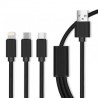 Maxlife kabel 3w1 USB 1 m nylonowy Black