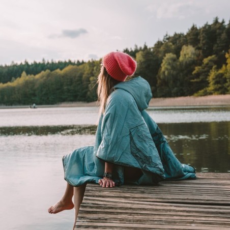 Offlander ponczo grube z ogrzewaczem błękitne
