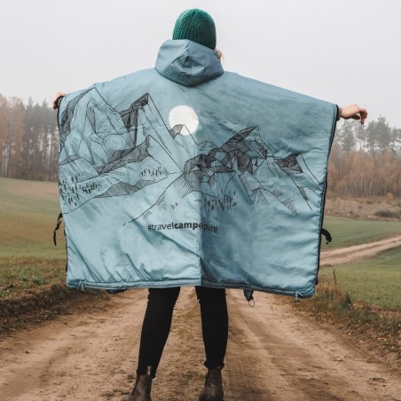 Offlander ponczo grube z ogrzewaczem błękitne