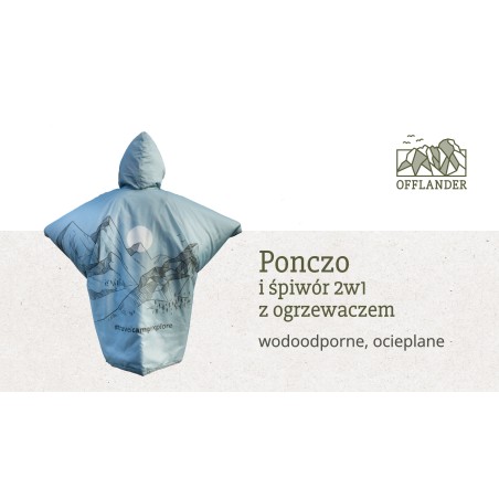 Offlander ponczo grube z ogrzewaczem błękitne